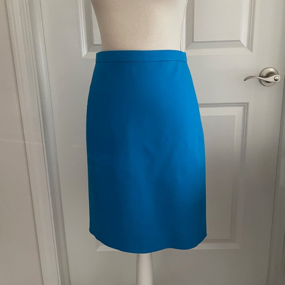 J. CREW BLUE COTTON PENCIL SKIRT - SIZE 2PETITE